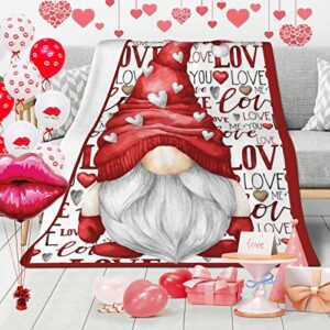 Ivarunner Gnome Blanket Throw with Love English Letters, Love You Throw Blanket for Couch Sofa Bedding Room Decor, Super Soft Fleece Flannel Blankets for Valentine Gifts, 60 X 80 Inch