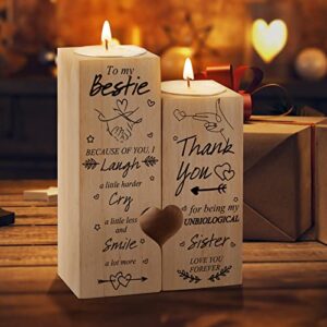 Double Sided Printing Candle Holders Bestie Gifts for Women for Sister from Sister Friendship Gift for Valentine's Day Birthday Christmas