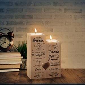 Double Sided Printing Candle Holders Bestie Gifts for Women for Sister from Sister Friendship Gift for Valentine's Day Birthday Christmas