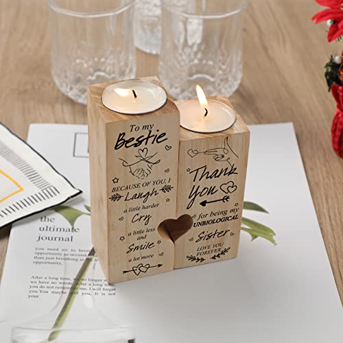 Double Sided Printing Candle Holders Bestie Gifts for Women for Sister from Sister Friendship Gift for Valentine's Day Birthday Christmas