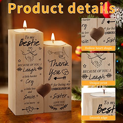 Double Sided Printing Candle Holders Bestie Gifts for Women for Sister from Sister Friendship Gift for Valentine's Day Birthday Christmas