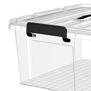Cetomo 15L*3 Plastic Storage box Tote Organizing Container with Durable Lid and Secure Latching Buckles, Stackable and Nestable, 3Pack, clear with Black Buckle