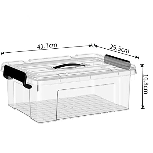 Cetomo 15L*3 Plastic Storage box Tote Organizing Container with Durable Lid and Secure Latching Buckles, Stackable and Nestable, 3Pack, clear with Black Buckle