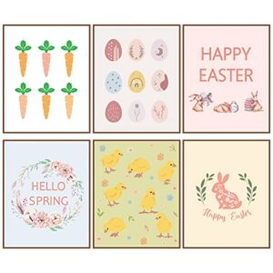 geyee 6 pcs easter boho wall art bunny wall decor 8 x 10 in canvas pastel aesthetic wall decor unframed bedroom decor pictures for wall holiday poster prints for living room (carrot)