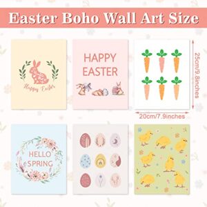 Geyee 6 Pcs Easter Boho Wall Art Bunny Wall Decor 8 x 10 In Canvas Pastel Aesthetic Wall Decor Unframed Bedroom Decor Pictures for Wall Holiday Poster Prints for Living Room (carrot)