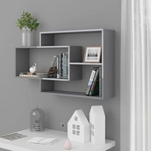 mengk wall shelves high gloss gray 40.9″x7.9″x23.6″ chipboard