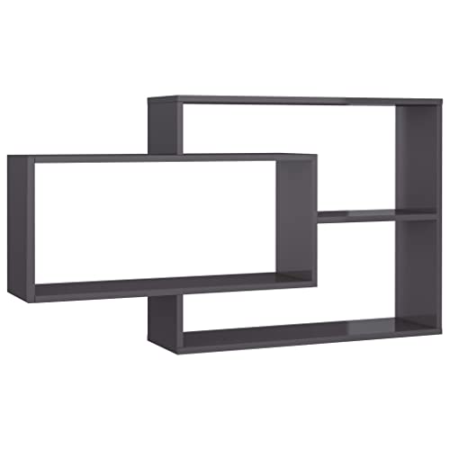 MengK Wall Shelves High Gloss Gray 40.9"x7.9"x23.6" Chipboard