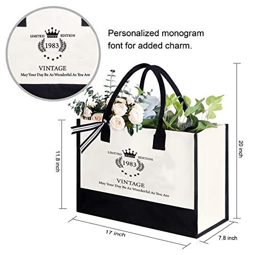 40th Birthday Gifts for Women, Canvas Tote Bag with Zipper Suitable for 40 Year Old Birthday Gifts for Women, 40th Birthday Decorations for Women