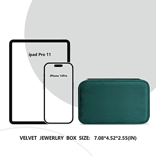 V-LAFUYLIFE Velvet Jewelry Box ,Small Travel Jewellery Box for Women,Portable Jewelry Case Organizer for Rings Bracelets Earrings Organizer（Green）