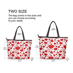 JSTEL Valentines Day Tote Bag for Women with Zipper,Heart Tote Bag Heart Purses and Handbags