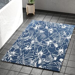 odika floral 2×3 foot diatomaceous bath mat, quick dry, ultra absorbent non-slip bathroom mat, stone bath mat, grounding mat, rubber backed bath stone