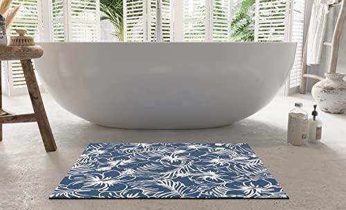 ODIKA Floral 2x3 Foot Diatomaceous Bath Mat, Quick Dry, Ultra Absorbent Non-Slip Bathroom Mat, Stone Bath Mat, Grounding Mat, Rubber Backed Bath Stone