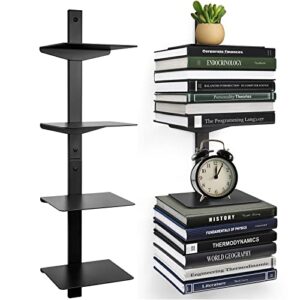 art-giftree invisible floating book shelves for wall, iron floating bookshelf wall mounted, heavy-duty book organizers for home bedroom living room office, 2 pack black