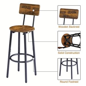 KIVENJAJA Bar Table and Chairs Set for 4, 5-Piece Rectangular Pub Bistro Table & Stools with Backrest, Counter Height Dining Table Set for Kitchen Living Room Restaurant Breakfast Nook, Rustic Brown