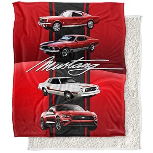 ford blanket, 50″x60″ mustang line up silky touch sherpa back super soft throw blanket
