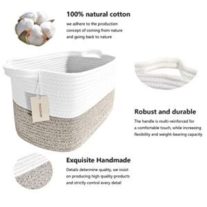 Storage Baskets 2 Pack, Woven Rope Baskets, Toy Storage, Gift Baskets empty, Baskets on Shelves, Blanket Baskets for Nursery, Laundry, Towels, Closets, Electronics, Cosmetics, Books, Toys, Brown/White.