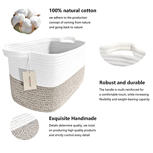 Storage Baskets 2 Pack, Woven Rope Baskets, Toy Storage, Gift Baskets empty, Baskets on Shelves, Blanket Baskets for Nursery, Laundry, Towels, Closets, Electronics, Cosmetics, Books, Toys, Brown/White.