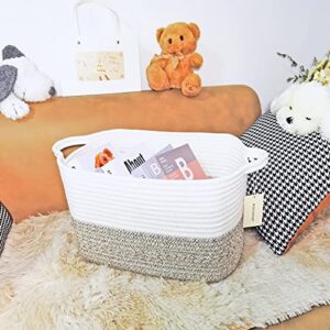 Storage Baskets 2 Pack, Woven Rope Baskets, Toy Storage, Gift Baskets empty, Baskets on Shelves, Blanket Baskets for Nursery, Laundry, Towels, Closets, Electronics, Cosmetics, Books, Toys, Brown/White.