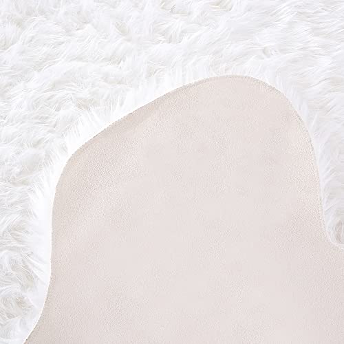 HOMBYS Fluffy Faux Fur Sheepskin Area Rug 5x8 ft, Large Shag Floor Mat for Living Room Bedroom, Soft Bedside Carpet for Kids Room Sofa Nursery, White