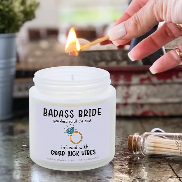 Badass Bride Lavender Scented Bride Candle with Gift Box Bride to Be Gift,Bridal Shower Gift,Wedding Gifts, Funny Bridal Gift for Women - Engagement, Bachelorette Party 4oz