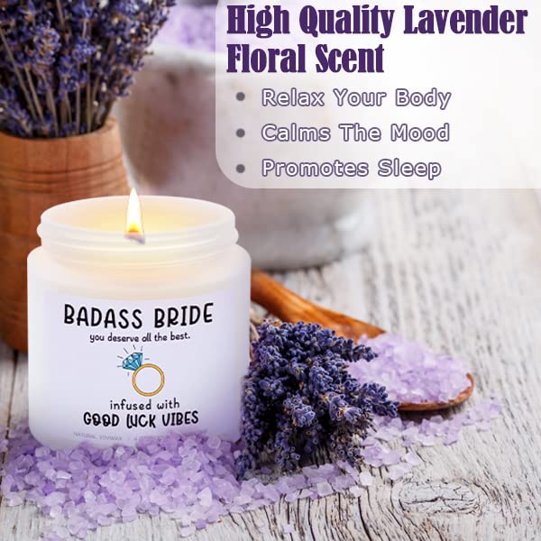 Badass Bride Lavender Scented Bride Candle with Gift Box Bride to Be Gift,Bridal Shower Gift,Wedding Gifts, Funny Bridal Gift for Women - Engagement, Bachelorette Party 4oz