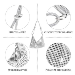 QIANCHANG Rhinestone Handbag for Women Party Wedding Shiny Silver Purse Sling Evening Bag (Select-silvery)