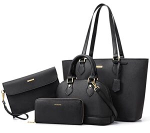 bagsure handbags for women, 4pcs purses and wallet set shoulder bags casual tote satchel crossbody hobo bags for women ladies