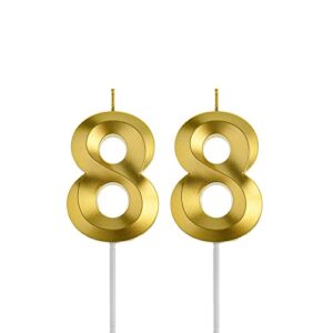 gold 88th birthday candles,gold number 88 cake topper for birthday decorations party decoration