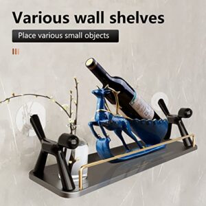 hisucbetter Floating Shelf Wall Mounted, Wall Shelves for Bedroom, Bathroom, Living Room, Kitchen, Laundry Room Storage & Decoration, L15.75XD4.72IN, Black Metal Floating Shelves.