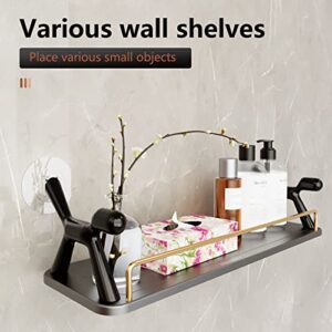 hisucbetter Floating Shelf Wall Mounted, Wall Shelves for Bedroom, Bathroom, Living Room, Kitchen, Laundry Room Storage & Decoration, L15.75XD4.72IN, Black Metal Floating Shelves.