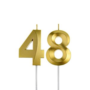 gold 48th & 84th birthday candles,gold number 48 84 cake topper for birthday decorations party decoration