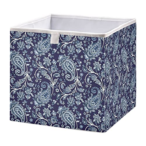 Kigai Paisley Storage Baskets, 16x11x7 in Collapsible Fabric Storage Bins Organizer Rectangular Storage Box for Shelves, Closets, Laundry, Nursery, Home Decor