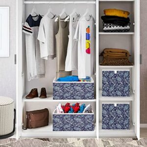 Kigai Paisley Storage Baskets, 16x11x7 in Collapsible Fabric Storage Bins Organizer Rectangular Storage Box for Shelves, Closets, Laundry, Nursery, Home Decor