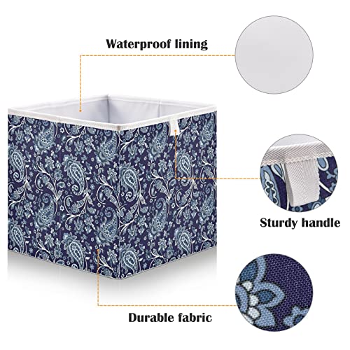 Kigai Paisley Storage Baskets, 16x11x7 in Collapsible Fabric Storage Bins Organizer Rectangular Storage Box for Shelves, Closets, Laundry, Nursery, Home Decor