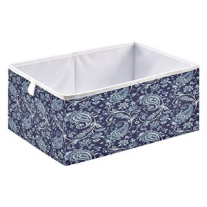 Kigai Paisley Storage Baskets, 16x11x7 in Collapsible Fabric Storage Bins Organizer Rectangular Storage Box for Shelves, Closets, Laundry, Nursery, Home Decor