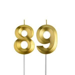 gold 89th & 98th birthday candles,gold number 89 98 cake topper for birthday decorations party decoration