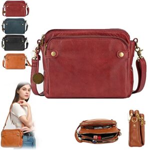 uirpk crossbody leather shoulder bags and clutches,three-layer leather crossbody shoulder & clutch bag. (burgundy,one size)