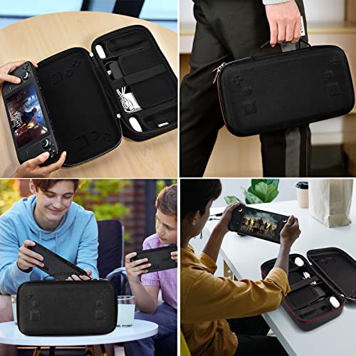ivoler Carrying Case Designed for Steam Deck, Protective Hard Shell Carry Case Built-in AC Adapter Charger Storage, Portable Travel Carrying Case Pouch for Steam Deck Console & Accessories