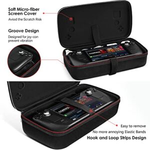 ivoler Carrying Case Designed for Steam Deck, Protective Hard Shell Carry Case Built-in AC Adapter Charger Storage, Portable Travel Carrying Case Pouch for Steam Deck Console & Accessories