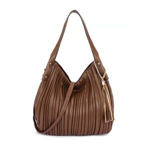 myfriday vintage shoulder hobo bags for women vegan leather lightweight top-handle satchel purse and handbags with tassel