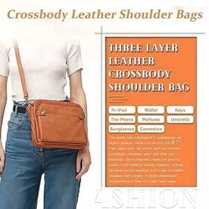 Crossbody Leather Shoulder Bags and Clutches, Women's 3 layer Multiple Compartments Clutch Purse Handbag Off-Crossbody (Black)