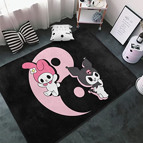 ORPJXIO Area Rugs Kuromi Anime My Melody Fluffy Carpet for Bedroom Living Room Dorm Home Decor Anti-Slip Floor Rug 60 x 39 Inch