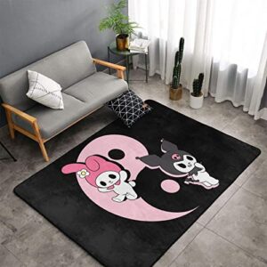 ORPJXIO Area Rugs Kuromi Anime My Melody Fluffy Carpet for Bedroom Living Room Dorm Home Decor Anti-Slip Floor Rug 60 x 39 Inch