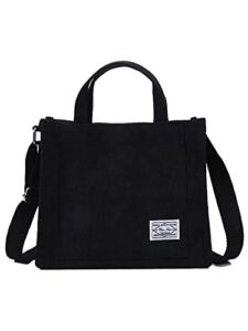 nanwansu women small satchel crossbody tote bag large capacity corduroy handbags black