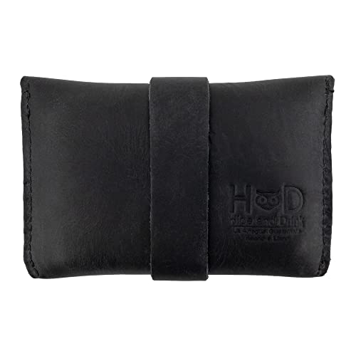 Hide & Drink, Card Holder Handmade from Full Grain Leather - Classy, Professional, Money Organizer, Compact Storage for Debit & Credit Cards - Charcoal Black