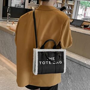 Work Tote Bags for Women - Small Trendy Personalized Leather Tote Bag Large Capacity Top-Handle Shoulder Crossbody Bags (Black)