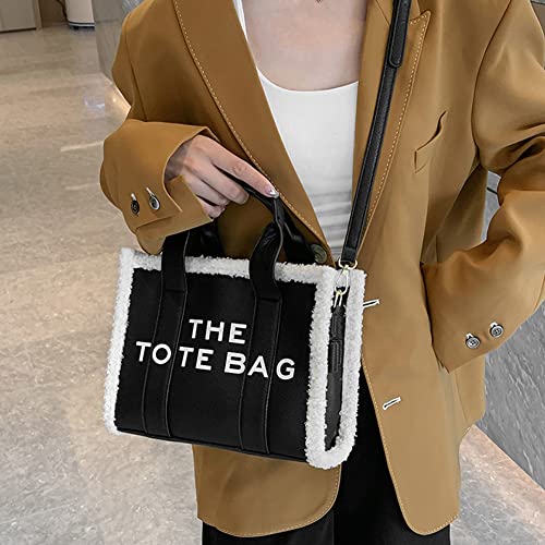 Work Tote Bags for Women - Small Trendy Personalized Leather Tote Bag Large Capacity Top-Handle Shoulder Crossbody Bags (Black)