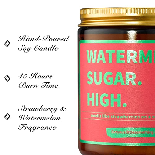 Watermelon Sugar High - Handmade Natural Soy Candle - Harry Styles Candle - Harry Merch - Harry S One Direction Present Idea Music Themed Gift for Fans