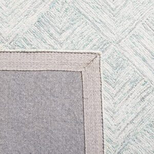 Safavieh Abstract Collection 3' x 5' Grey/Turquoise ABT428F Handmade Wool Area Rug