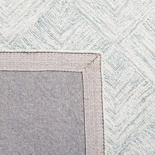 Safavieh Abstract Collection 3' x 5' Grey/Turquoise ABT428F Handmade Wool Area Rug